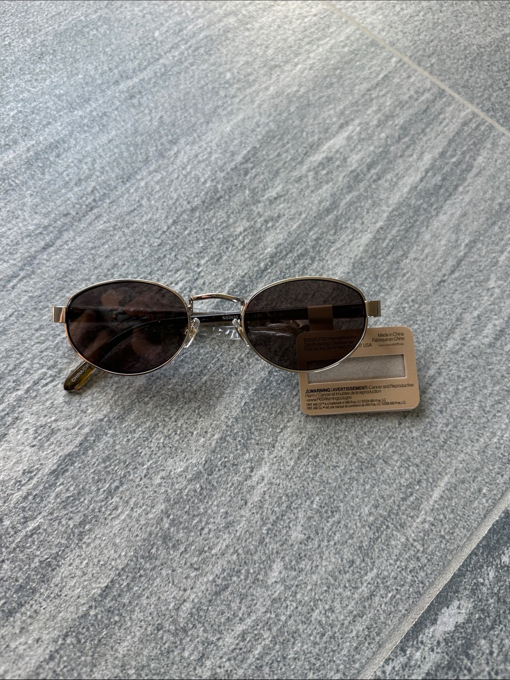 NWT FRYE Savannah Women’s Sunglasses in Olive Gold Slim Oval Metal Frame No Case - Picture 4 of 14